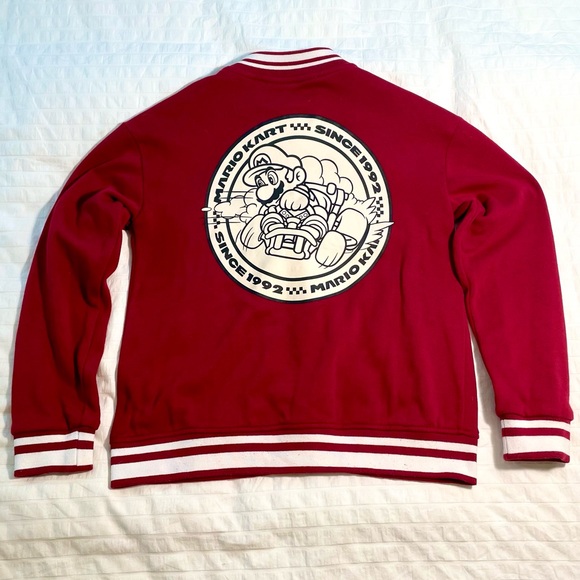 Girls Hybrid Apparel Nintendo MARIOKART Red and White Varsity Jacket (XL) - Picture 7 of 8